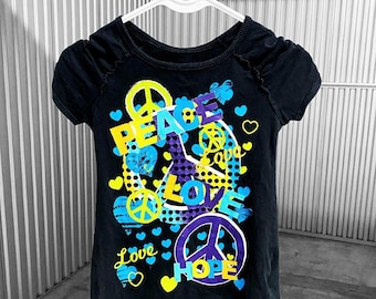 Y2K 2000s Scene Emo Peace Tee Sz XS