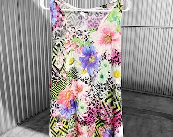 00s 2010s Scene Emo Blush Floral Cheetah Tank Sz L