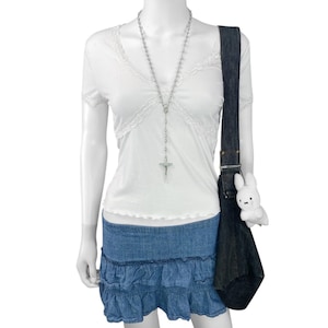 White Lace Grunge Coquette Top Sz S/M