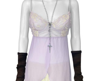 Babydoll de lencería floral de hadas de los años 00, talla M/L