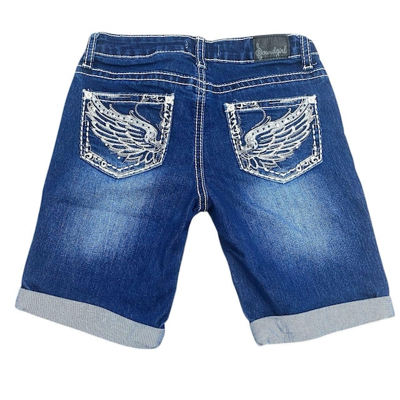 Y2K 2000s Soundgirl Bling Wing Denim Shorts Sz XS - Etsy