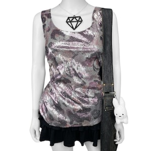 00s Scene Emo Bling Cheetah Tank Sz L