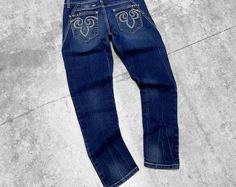 2000s 2010s Grunge Mcbling Fluer De Lis Rue 21 Vaqueros pitillo Sz M