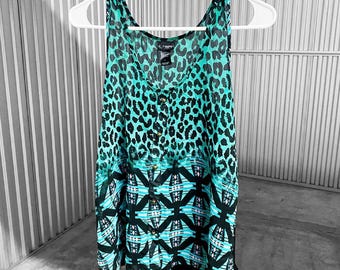 00s 2010s Scene Emo Daytrip Cheetah Tank Sz S/M