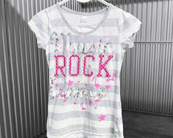 00s 2000s Scene Emo Knitworks Rock Mcbling Tee Sz XS/S