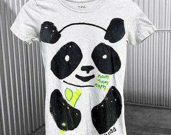 00s 2000s Scene Emo Mud Nom Nom Nom Panda Tee Sz XS/S