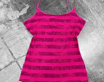 00s 2010s Scene Emo Pink Striped Cami Sz L