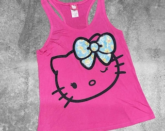00s 2010s Scene Emo Hello Kitty Gyaru Wink Tank Sz S/M