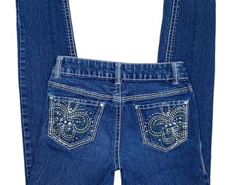 Vintage Miss Me Leopard Print Rhinestone Bootcut Jeans: Western