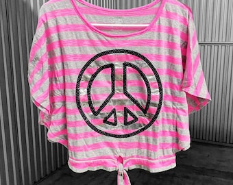 00s 2000s Scene Emo Justice Bling Peace Top Sz S