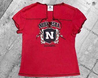 90s 2000s Vintage Nebraska Huskers Women's Tee Sz XS/S