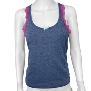 Y2K Grunge Navy Lace Bow Tank Sz S