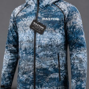 Jaqueta tática RAXTOR com camuflagem digital azul | Casaco Techwear resistente à água