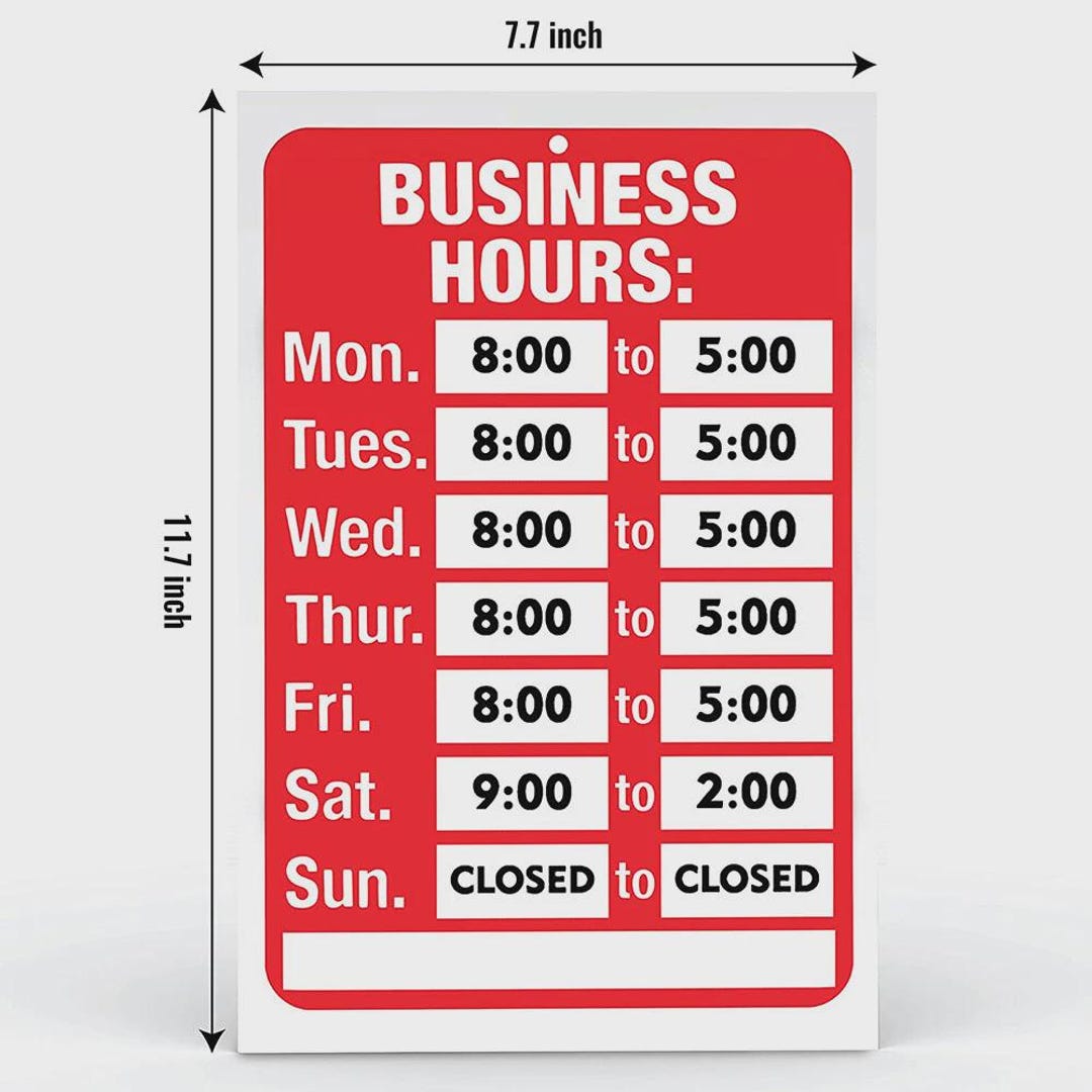 Open Closed Signs Kit Business Hours Store Office Operation Window ...