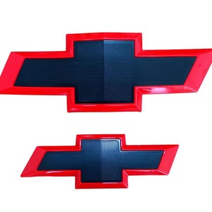 Black with Red edge 30cm Front & 19cm Rear Bowtie Emblem For 2015-2020 Chevrolet Tahoe Suburban 22814066
