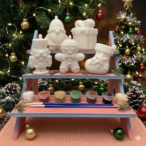 3Dプリント製クリスマスオーナメント塗装キット：くるみ割り人形、ノーム、ジンジャーブレッドマン、靴下、プレゼントのモデル