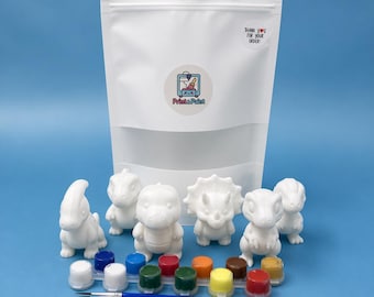 DIY Dinosaur Paint Kit 3D Printed Dino Art Set, Kids Painting Activity Birthday Party Craft Paint & Sip Couples Activity Gift for Her or Him