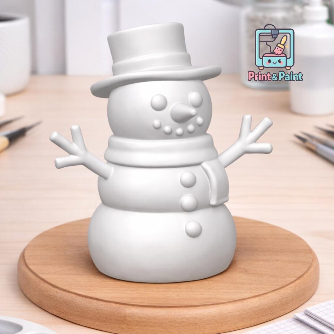 Model #10: Snowman 3D Printable Figurine, 3MF Digital Download, Paint ...