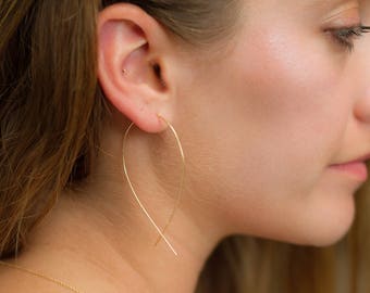 Crossed Hoop Earrings - Gold, Rose Gold, Sterling