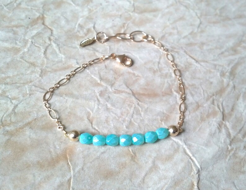 Gold Filled Colorful Stackable Wish Bracelet Amazonite, Champagne, Sea