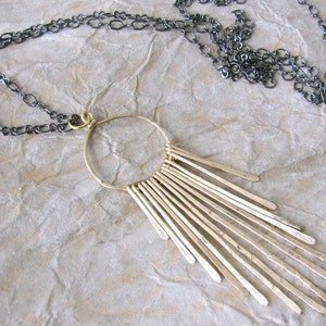 Hammered Black and Gold Pendant Necklace image 4