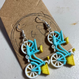 Fun cycling earrings for mountain biking, spinning enthusiasts sporty sterling silver .925,