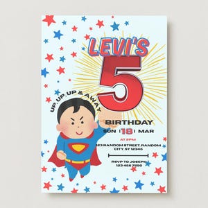 Superhero 5th Birthday Invitation