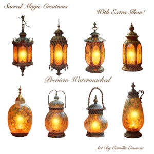 Vintage Lantern Clipart: Magical Glow, Junk Journal Ephemera (Digital Download)
