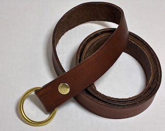 Vtg Artisan Tandy Leather O-Ring Foldover Belt 58" Renaissance Western Heritage