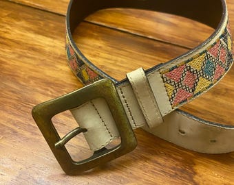 Vintage Amanda Smith Western Leather Belt With Silver 