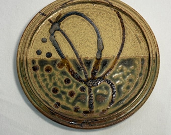 Vtg Studio Art Keramik Platte Handgemachte Steinzeug Erdton Erdfarben Abstrakt Rustikal Boho