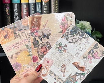 Inserto holográfico vintage para Kindle: Collage floral de mariposas