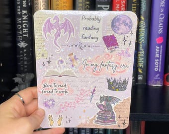 Inserto Kindle de fantasía: dragón, estrellas, corona, decoración literaria.