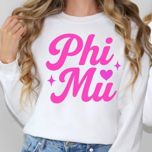 Phi Mu Sorority Crewneck Sweatshirt, Gildan Sweatshirt, Greek Life Apparel, Gift for Sorority Sisters, Phi Mu Merch, Sorority Casual Wear