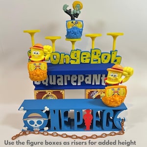 Expositor de la Cajita Feliz de Bob Esponja x One Piece / Soporte para 15 figuras (impreso en 3D)