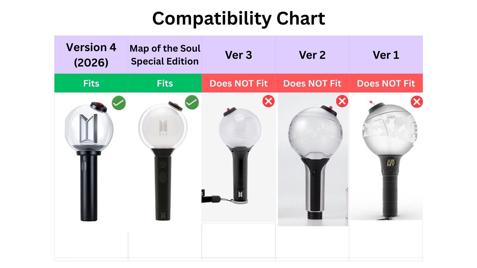 BTS Lightstick Sleeve | Army Bomb Cover | Ver 4, Map of Soul SE