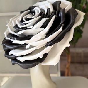 Black and white Derby hat Plus size flower hat Kentucky Derby headpiece Church Hat Garden party Costume