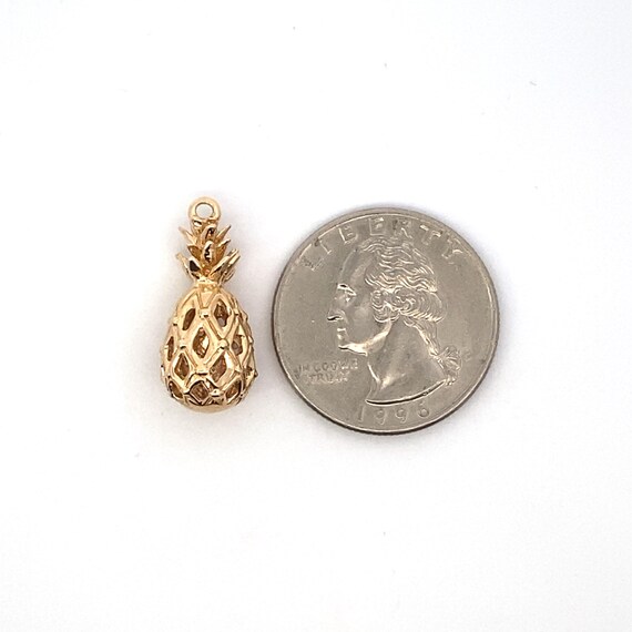 Solid 14K Yellow Gold Pineapple Charm Pendant - image 5