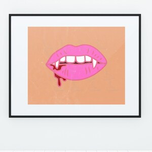 Pink and Orange Vampire Lips Digital Download for Halloween Decor