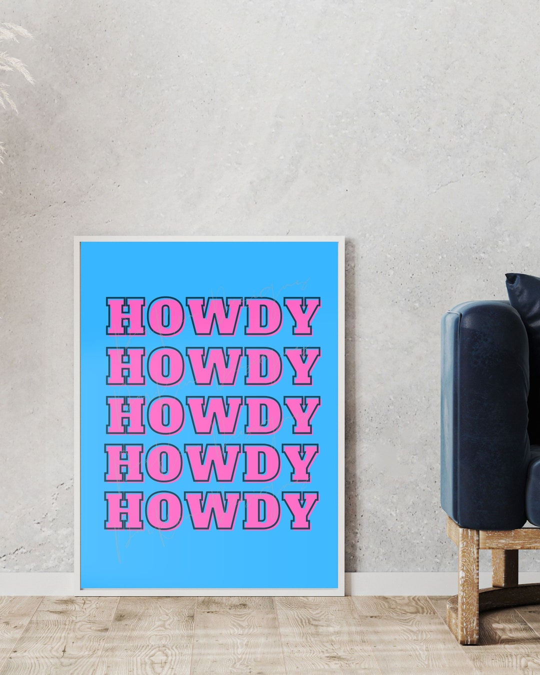 Howdy Print Blue digital Download Howdy Wall Art Preppy - Etsy