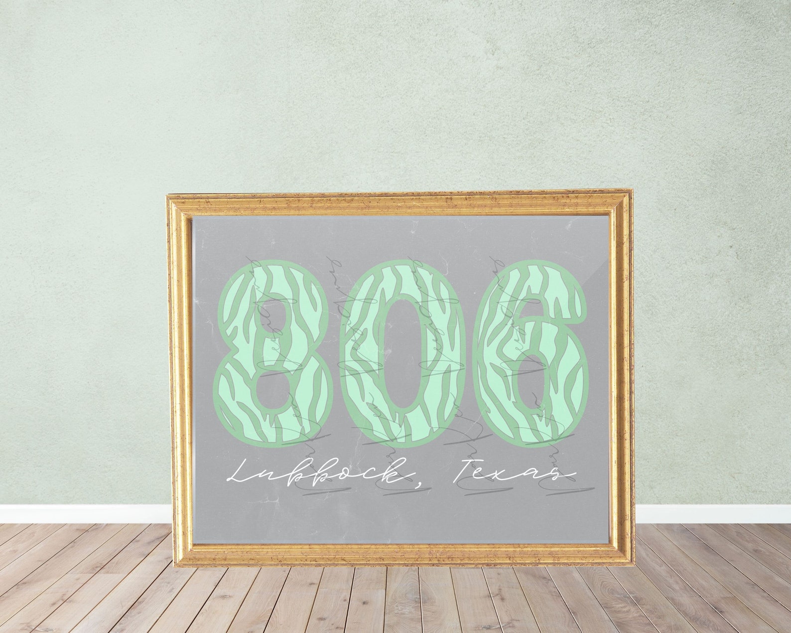 Lubbock Texas Art Print: 806 Area Code, Cactus Design (digital Download ...