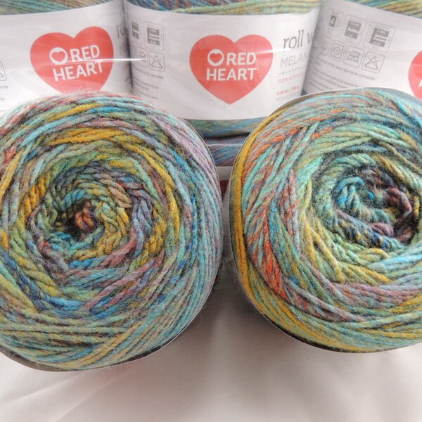 Group of Red Heart Roll With It Melange Yarn