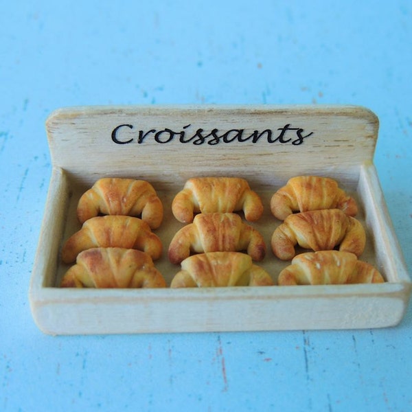 Wood Tray of Croissants