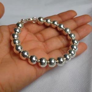 925 Sterling Silver Ball Bracelet: Boho Charm Bangle