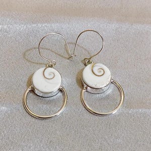 925 Sterling Silber Shiva Muschel baumeln Ohrringe, Good Luck Fossil Ohrringe Brautjungfer Geschenke