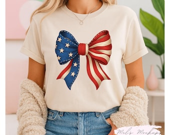 USA Flag Bow PNG – Clipart patriottico retrò (download digitale)