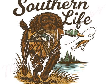 Southern Life PNG | Boykin Spaniel, Duck Hunting & Fishing (Digital Download)