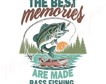 Retro Bass Fishing PNG, Sunset Stripes Design (Digital Download)
