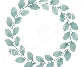 Floral Wreath SVG, Eucalyptus Circle Frame, Wedding Monogram (Digital Download)