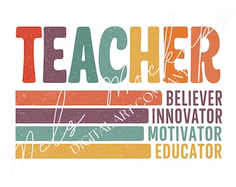Retro Teacher PNG, Back to School Sublimation Design (Digital Download)